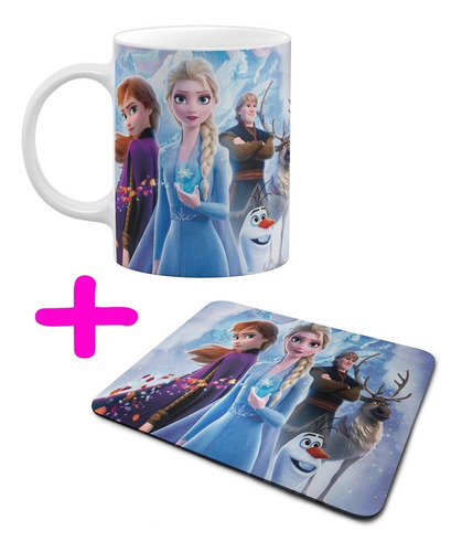 Taza + Tapete De Mouse Frozen Personaje Combo Personalizado