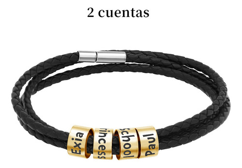 Pulsera De Cordón De Cuero Con Nombre Grabado Personalizado