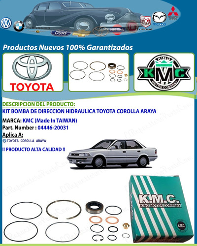 Kit Bomba De Direccion Hidraulica Toyota Corolla Araya