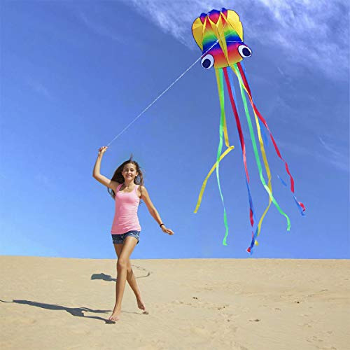 Cometa R2f Rainbow Soft Octopus De 14 Pies Para Niños Y Adul