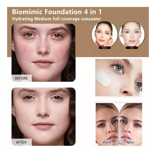 2 Piezas Biomimic Foundation 4 En 1 - Medium Spectrum,