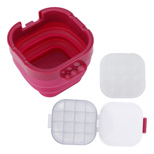 Cubo Para Lavar Bolígrafo Plegable 3 En 1 Rojo, Portátil, Pl