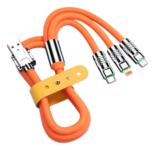 Cable Cargador Triple 3 En 1 Múltiple Usb Turbo Line 100w Color Fluor