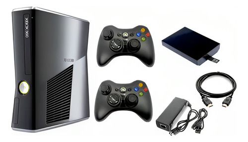  Xbox 360 Slim + Disco Duro 400 Juegos + 2 Controles + Cd´s 