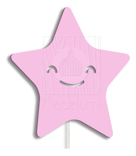 Luminária Abajur Parede Estrela Madeira G9 30cm Decoração Cor Rosa-claro