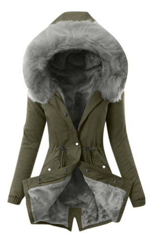 Nuevo Abrigo Con Forro For Mujer Invierno Cálido Grueso Largo J