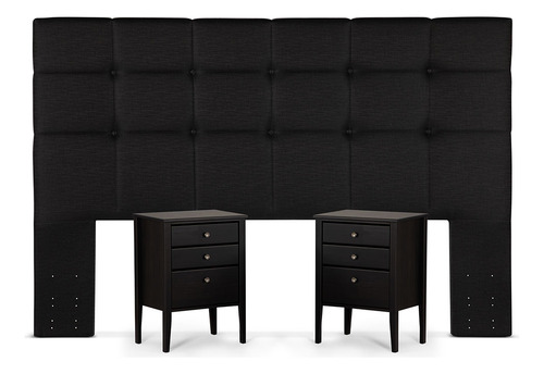 Set Respaldo King + Veladores Rosen Issey Grafito