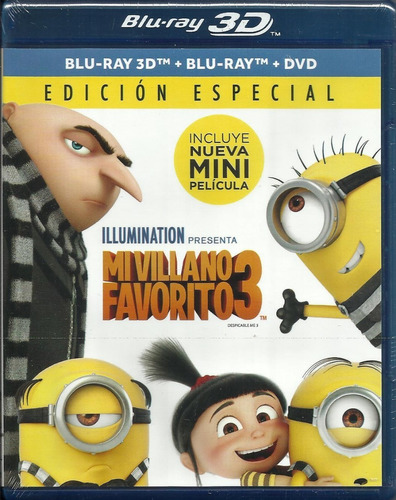 Mi Villano Favorito 3 | Blu Ray 3d + Blu Ray + Dvd Pelicula 