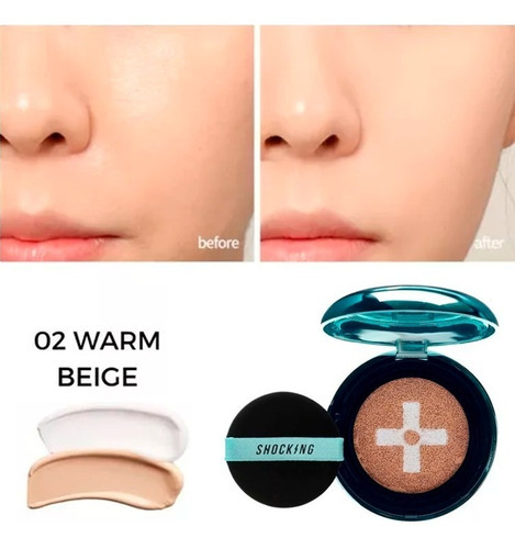 Base de maquillaje Tonymoly THE SHOCKING THE SHOCKING THE SHOCKING CUSHION SEBUM COVER 02 tono todo tipo de piel - 15g