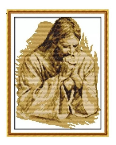 Kit De Punto De Cruz Jesús En Oración Para Bordar