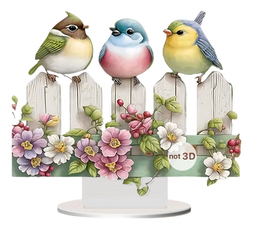 Decoración De Pájaros Acrílicos Plano 2d Con Base