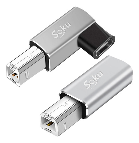 Soku 2 Adaptador Usb B Midi A Usb Tipo C Impresora Piano Musical Color Plateado