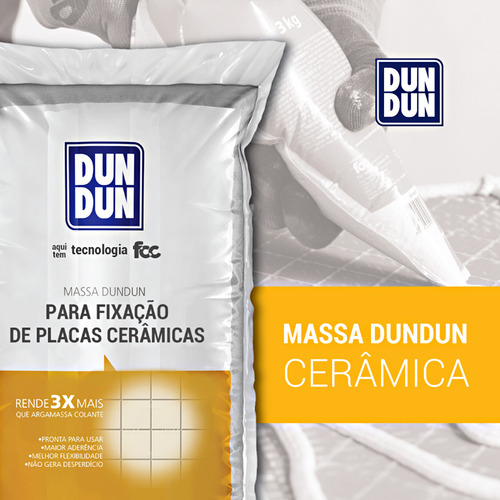 Massas Dundun 3kg Fixação Cerâmicas E Porcelanatos Cx. 3un