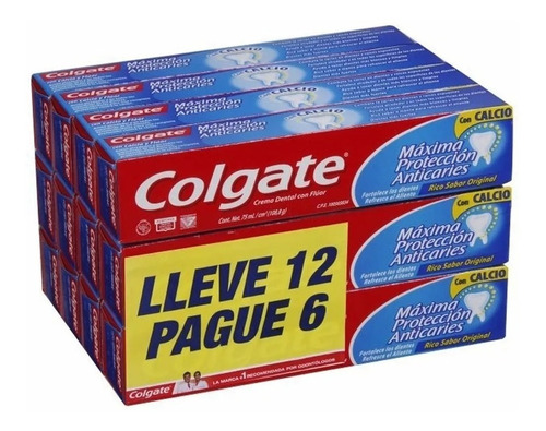 Pack X 12 Pasta Dientes Colgate Máxima Protección