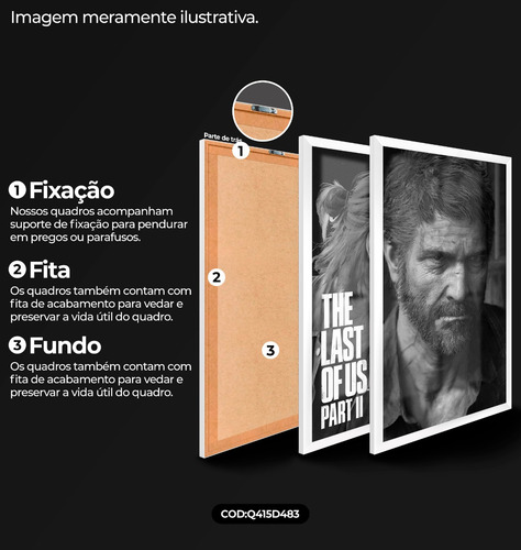 Kit Quadros Decorativos The Last Of Us - Com Vidro E Moldura