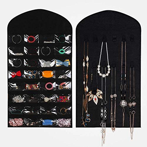 32 Pockets Visible Hanging Jewelry Organizer Non-woven ...