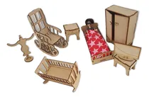 Comprar Set Dormitorio Habitación Muebles Casita Muñecas Fibrofacil 