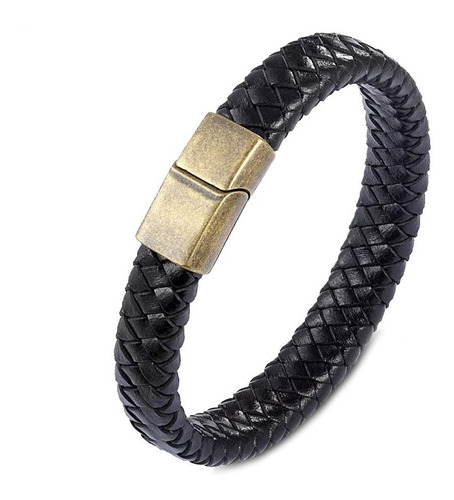 Manilla Pulsera Para Hombre Negra Trenzada