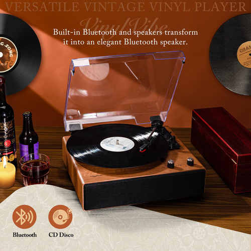 Tocadiscos Bluetooth Vinylvibe Modelo 3 Velocidades Automáti Color