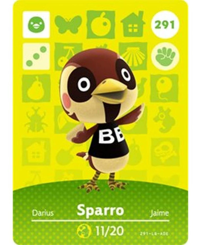 Sparro - Tarjeta De Amiibo De Nintendo Animal Crossing Happy