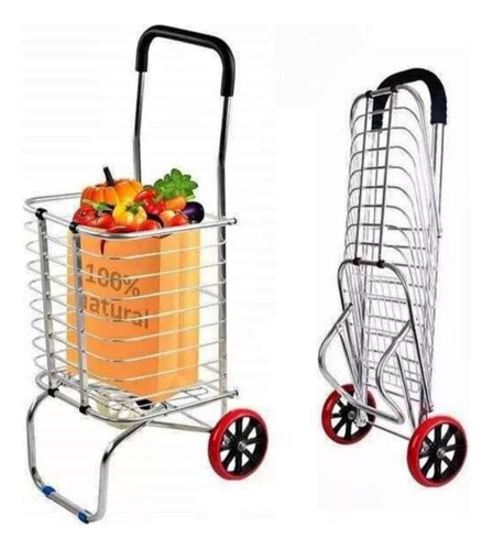 Carrito De Mandado Aluminio Plegable Carro De Compras 50kg O Color Gris Gris