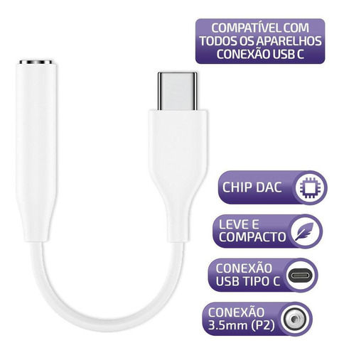 Adaptador Usb C Para Fone Compatível Samsung S20fe, S21, S20