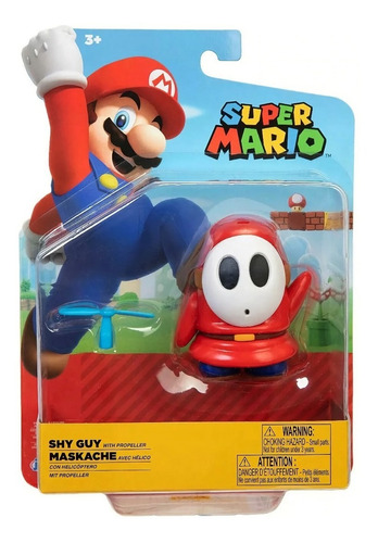 Super Mario Figura 10cm Red Shy Guy With Propeller Accessory