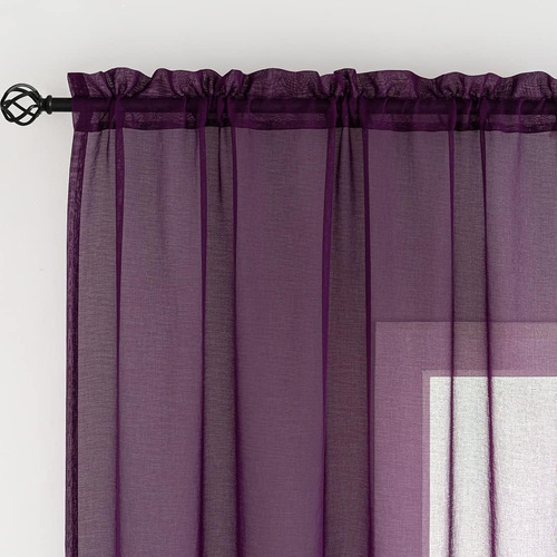 Cortinas Traslúcidas 2 Paneles 160 Cm De Largo