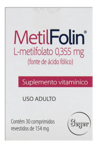 Metilfolin Suplemento De Vitaminas C/30 Comprimidos Sabor Sem Sabor