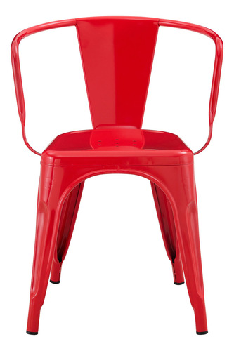 Silla De Comedor Con Apoyabrazo Tolix Reforzada De Hierro Zhome X4 Estructura De La Silla Rojo Asiento Rojo Diseño De La Tela Metal