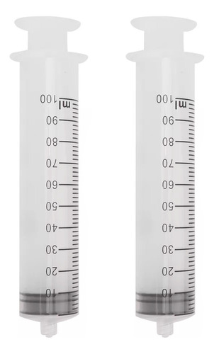 2 Pz Jeringas De Plástico 100ml Reutilizables De Medición Capacidad en volumen 100 mL