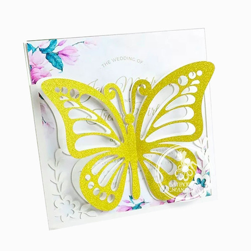 50 Invitaciones Sobre Corte Laser S 15-222 + Mariposa Aperl