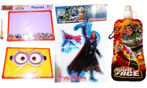 Set Regalo Minion Pizarron Cantimplora Y Calcomanias Nuevo 