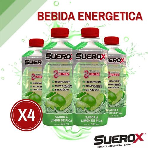  Suerox Bebida Hidratante Sabor Limón De Pica 630ml-pack X4