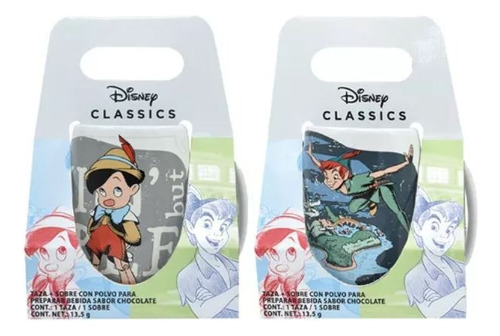 Set 2 Tazas Disney Pinocho Y Peter Pan