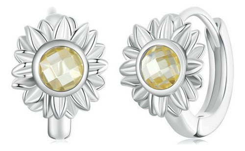 Pendientes De Girasol De Plata De Ley S925 Para Mujer Bse966