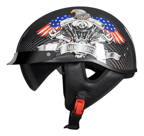 Casco Para Moto Crown Racing Carbon Fibe Talla L Color Negro