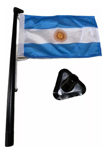 Bandera Argentina + Mastil + Base Para Semirrigidos. Nautica