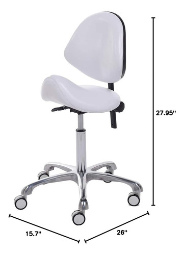 Taburete Ergonómico Ajustable Con Ruedas Blanco Y Respaldo Color Del Asiento Color De La Estructura