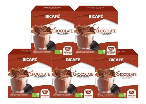 Kit 80 Cápsulas Compatíveis Dolce Gusto Chocolate Bicafé