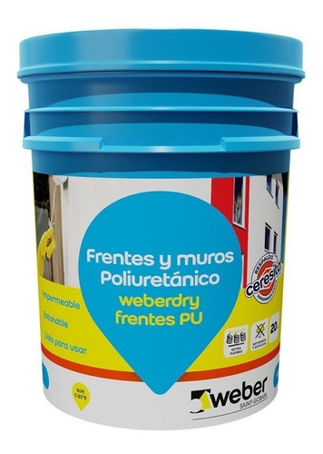 Imagen 1 de 5 de Impermeabilizante Frentes Muros Poliuretano 20k Weberdry Pu