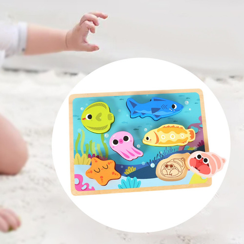 Rompecabezas De Madera Montessori Para Niños, Juguete Mar