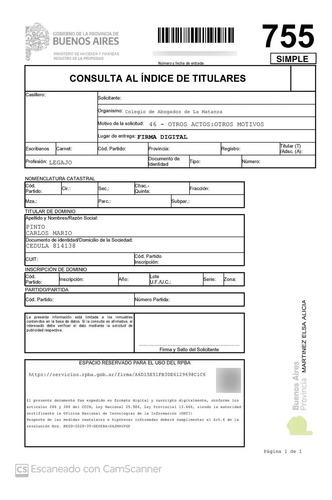 Rpba Informe De Dominio Inmueble Titularidad Pba Caba