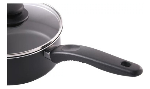 Juego De Bateria Cocina Sartenes Mainstays 7 Pzas Antiadhere Color Negro