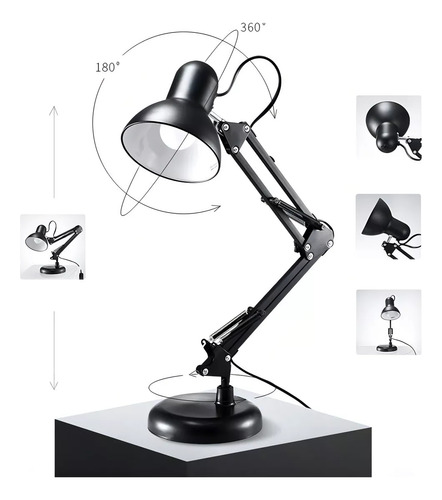 Luminária De Mesa Articulada Abajur Pixar Garra Ou Base Cor da estrutura Branco