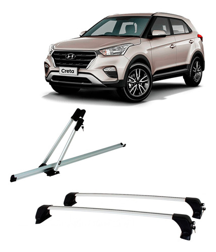 Rack Teto Hyundai Creta + Transbike Tonale Kiussi Antifurto