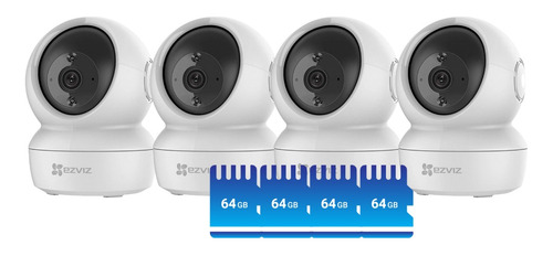 Kit X4 Cámara Seguridad Wifi Ezviz + 4 Memorias Sd 64gb