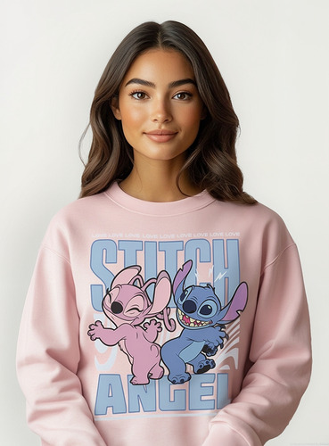 Sudadera Mujer Angel Y Stitch Pullover Loose Fit
