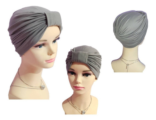 6 Gorros Turbantes Dama Algodón Seda Strech Oncologico Qui Color Gris-negro-morado-chedron-mezclilla-marino
