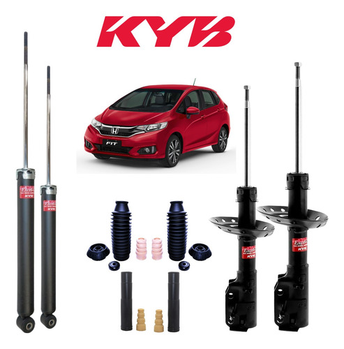 4 Amortecedor Kayaba Honda Fit + 4 Kit Batentes Novos 2016